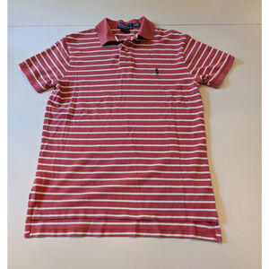 Polo Ralph Lauren Polo Shirt Mens M Custom Fit Short Sleeve Striped‎ Pink